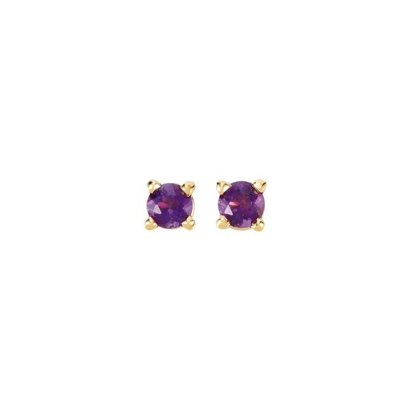 14K Yellow 3 mm Natural Amethyst Earrings